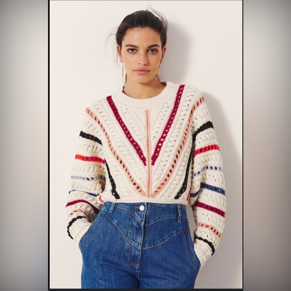 Ba&sh crochet multi colored sweater Size Small excellent condition! - Picture 4 of 13